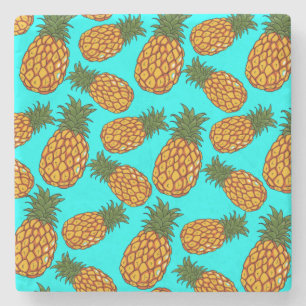 Posavasos De Piedra Patrón de Amor de Piña - Exótico Tropical Delicios
