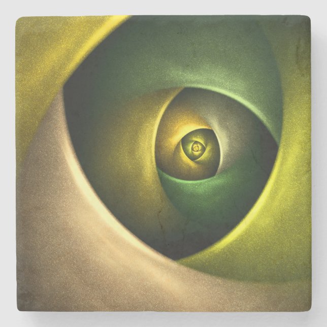 Posavasos De Piedra Patrón De Arte Abstracto Verde Floral Moderno De S (Anverso)