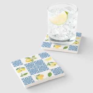 Posavasos De Piedra Patrón de baldosas de estilo francés mediterráneo