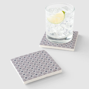 Posavasos De Piedra Patrón de baldosas ornamentales lila vintage