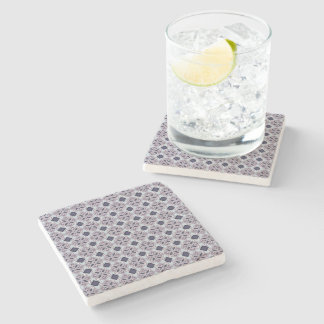 Posavasos De Piedra Patrón de baldosas ornamentales lila vintage