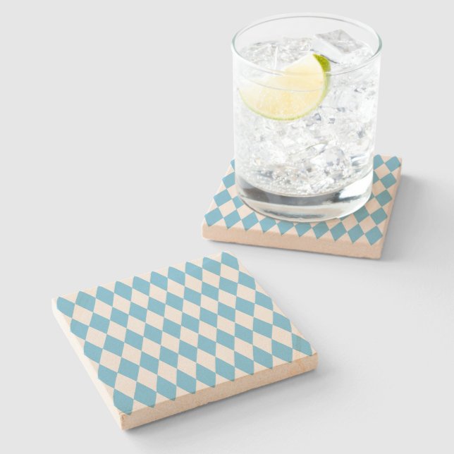 Posavasos De Piedra Patrón de bandera de bus de Baviera azul y blanco (Lateral)