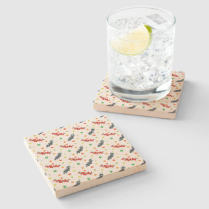 Posavasos De Piedra Patrón De Bayas, Redberry, Blueberry, Fruta