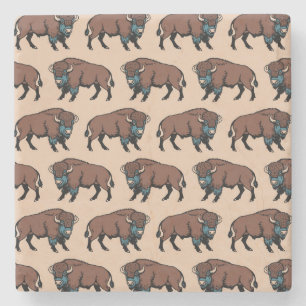 Posavasos De Piedra Patrón de Bisonte de Búfalo