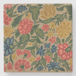 Posavasos De Piedra Patrón de bordado floral vintage de crewel