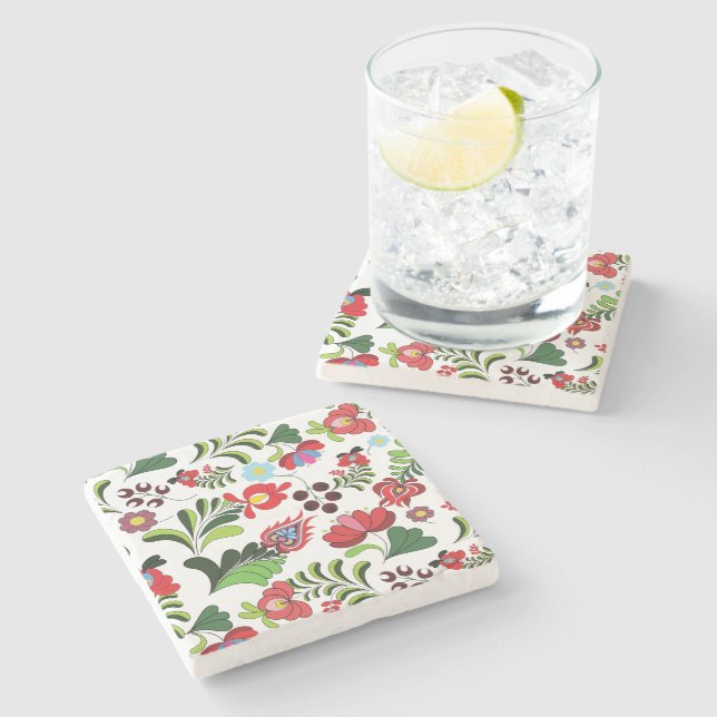 Posavasos De Piedra Patrón de Bordado Húngaro Matyo (Lateral)