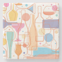 Patrón de botellas de vino y lentes coloridos