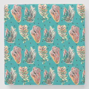 Posavasos De Piedra Patrón de Cactus Gráficos Suculentos