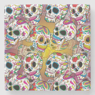 Posavasos De Piedra Patrón de calaveras azucareras