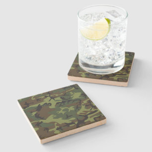 Posavasos De Piedra Patrón de camuflaje verde, patrón militar, ejércit