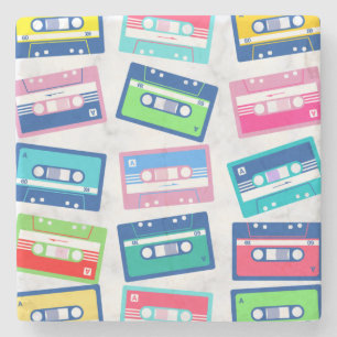 Posavasos De Piedra Patrón de cassette de cinta de audio retro vintage