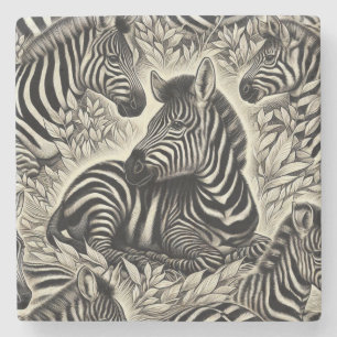 Posavasos De Piedra Patrón de cebra de época