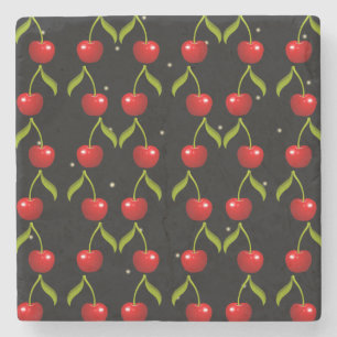 Posavasos De Piedra Patrón de cerezas brillantes
