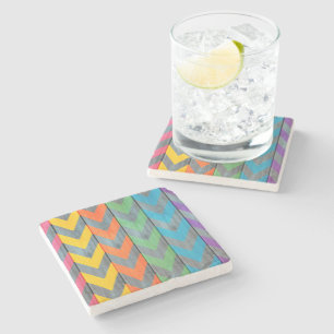 Posavasos De Piedra Patrón de Chevron sobre textura de madera de Shirl