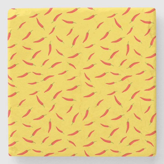 Posavasos De Piedra Patrón de Chilies rojos (Anverso)