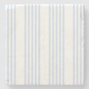 Posavasos De Piedra Patrón de cinco rayas azul pálido y blanco
