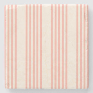 Posavasos De Piedra Patrón de cinco rayas de coral y beige