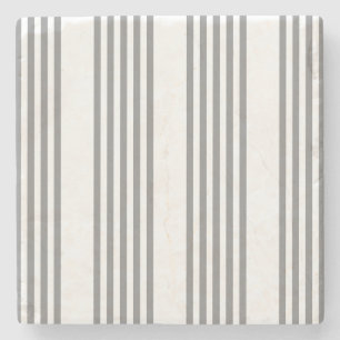 Posavasos De Piedra Patrón de cinco rayas gris y blanco