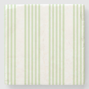 Posavasos De Piedra Patrón de cinco rayas verde claro y blanco