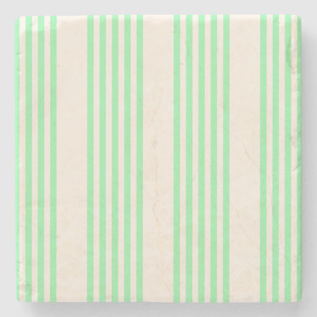 Posavasos De Piedra Patrón de cinco rayas verde y beige (Anverso)