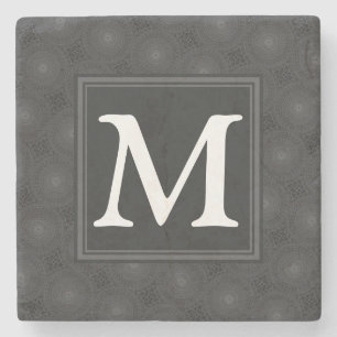 Posavasos De Piedra Patrón de círculos de carbón monograma