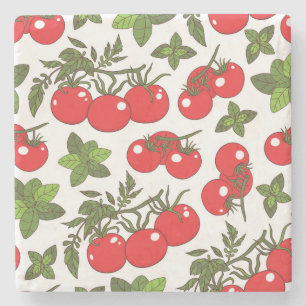 Posavasos De Piedra Patrón de cocina sin soldadura de Tomato Basil