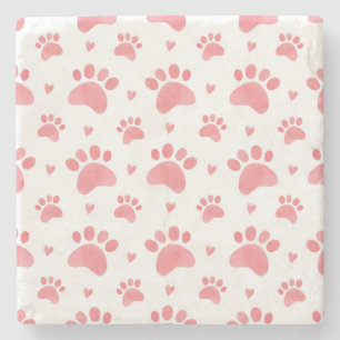 Posavasos De Piedra Patrón de color de agua de las patas de gato