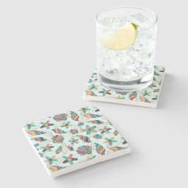 Posavasos De Piedra Patrón de conchas coloridas