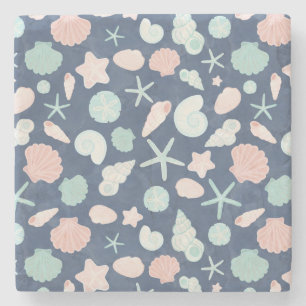 Posavasos De Piedra patrón de conchas marinas