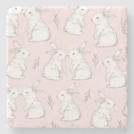 Posavasos De Piedra Patrón de conejo rosado