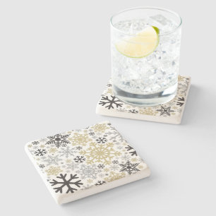 Posavasos De Piedra Patrón de copo de nieve navideño