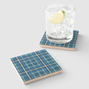 Posavasos De Piedra Patrón de Cuadros de Tartán Azul a Cuadros de Pied