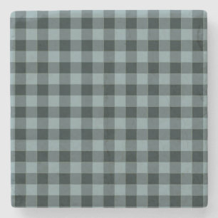 Posavasos De Piedra Patrón de cuadros gingham azul negro