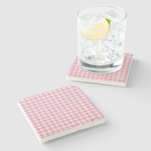 Posavasos De Piedra Patrón de cuadros rosa bebé