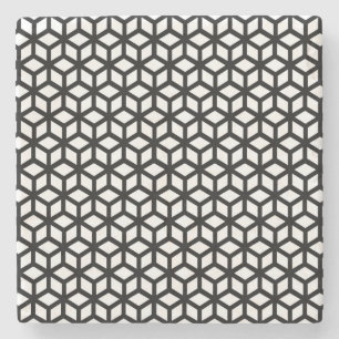 Posavasos De Piedra Patrón de cubo blanco y negro