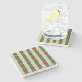Posavasos De Piedra Patrón de damero de Navidad contemporáneo