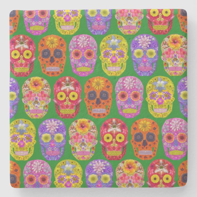 Posavasos De Piedra Patrón de descompresión de flores 2018 (Anverso)