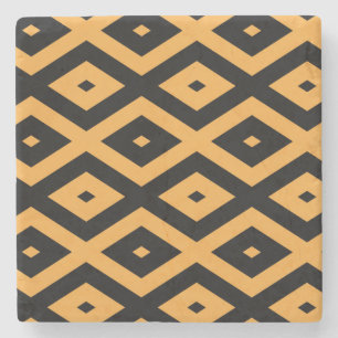 Posavasos De Piedra Patrón de diamante amarillo y negro