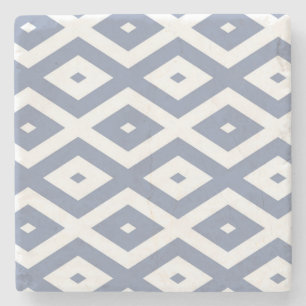 Posavasos De Piedra Patrón de diamante azul gris y blanco