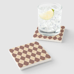 Posavasos De Piedra Patrón de diamante de color beige marrón otoño oto