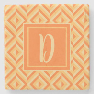 Posavasos De Piedra Patrón de diamante de tres tonos naranja Monogram