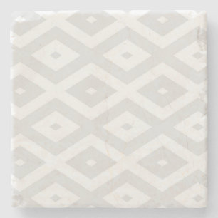 Posavasos De Piedra Patrón de diamante gris claro y blanco