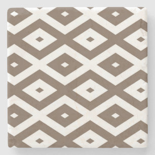 Posavasos De Piedra Patrón de diamante marrón y blanco taupe