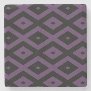 Posavasos De Piedra Patrón de diamante morado oscuro y negro