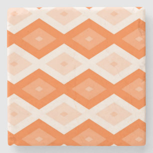Posavasos De Piedra patrón de diamante naranja