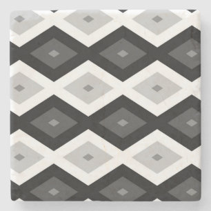 Posavasos De Piedra Patrón de diamante negro, blanco y gris