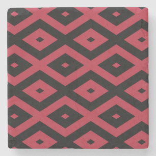 Posavasos De Piedra Patrón de diamante rojo y negro