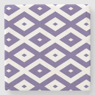 Posavasos De Piedra Patrón de diamante ultravioleta y blanco