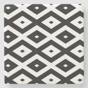 Posavasos De Piedra Patrón de diamantes en blanco y negro