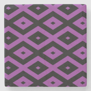 Posavasos De Piedra Patrón de diamantes morado y negro